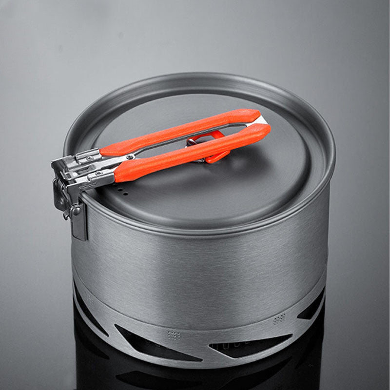 Outdoor Camping Cookware and Utensil Set with Heat-Collecting Pot