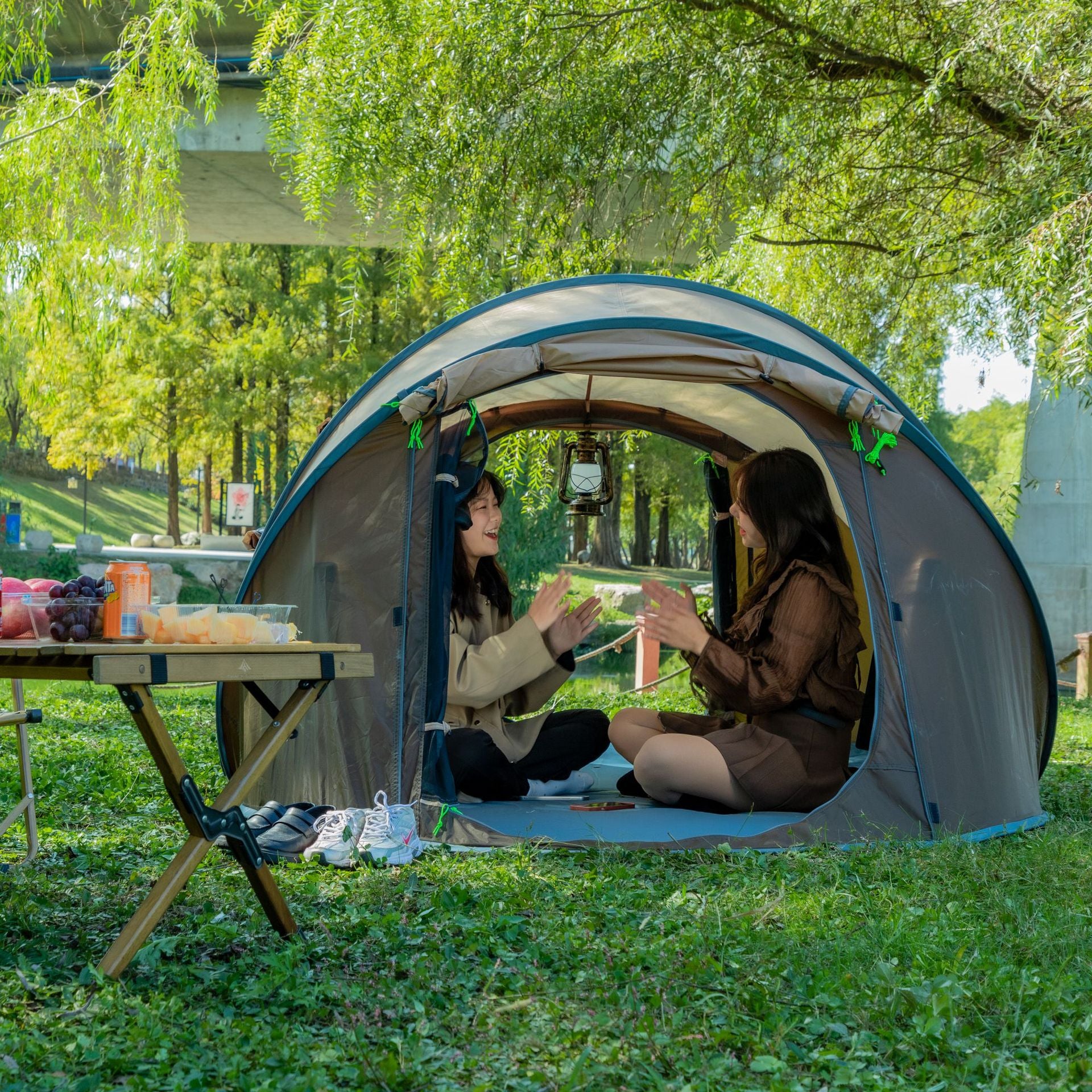 Outdoor Single-Layer Automatic Quick-Open Camping Tent