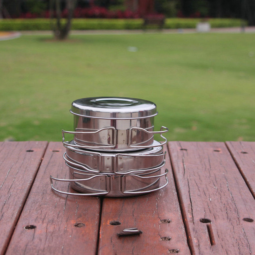 Outdoor Portable Stainless Steel Camping Cookware Set