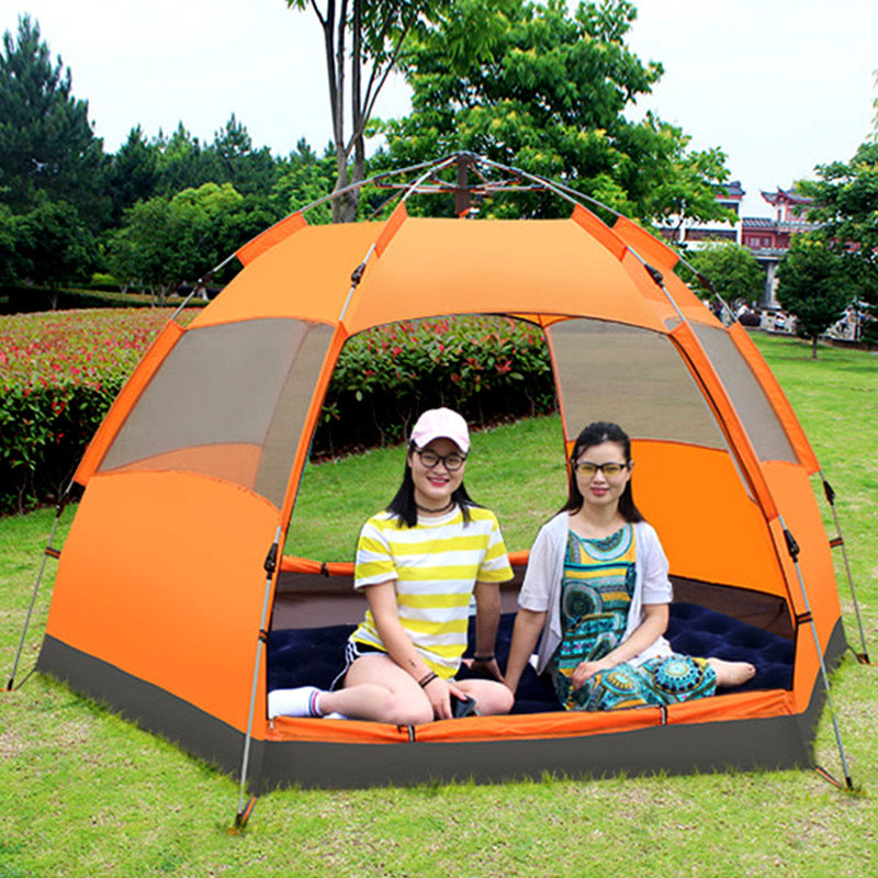 Hexagonal Automatic Hydraulic Double Layer Rainproof Outdoor Tent