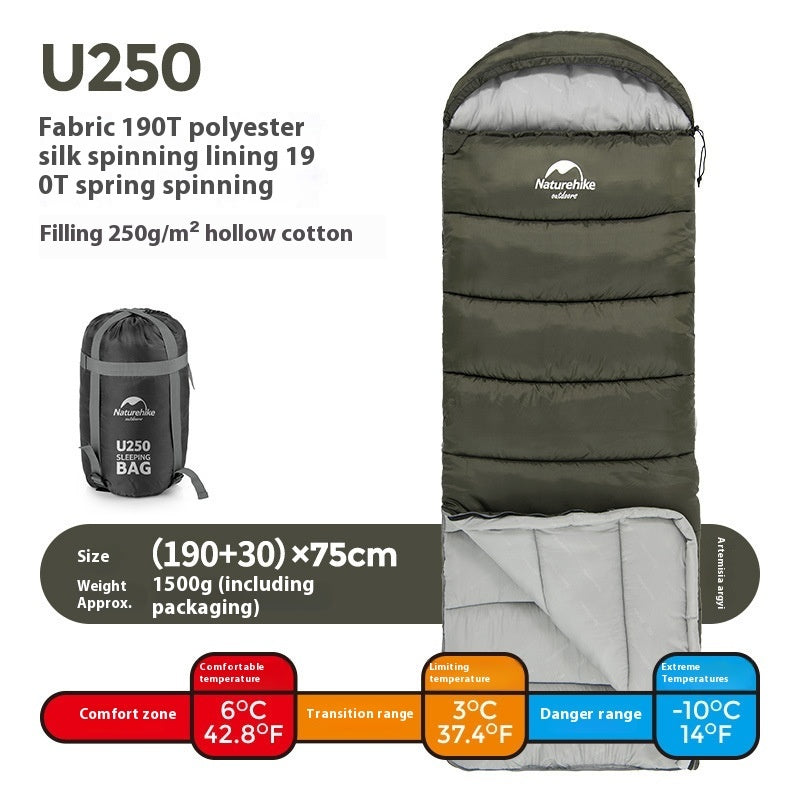 Naturehike Hooded Envelope Sleeping Bag Double Outdoor Camping