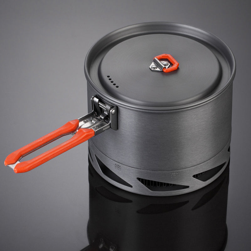 Outdoor Camping Cookware and Utensil Set with Heat-Collecting Pot