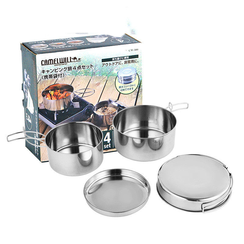 Outdoor Portable Stainless Steel Camping Cookware Set