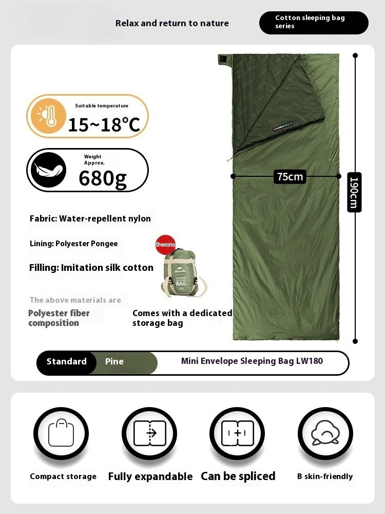 Summer Envelope Sleeping Bag Thin Lightweight Outdoor Travel Quilt