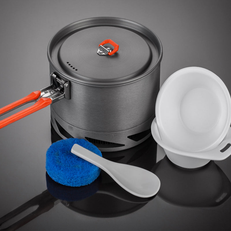 Outdoor Camping Cookware and Utensil Set with Heat-Collecting Pot