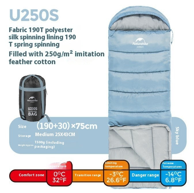 Naturehike Hooded Envelope Sleeping Bag Double Outdoor Camping