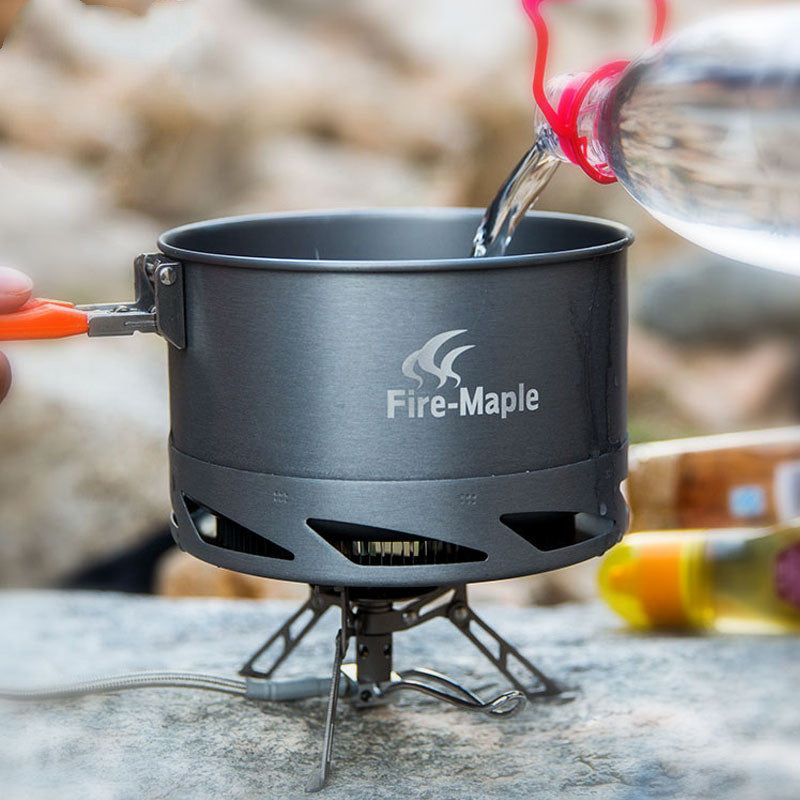 Outdoor Camping Cookware and Utensil Set with Heat-Collecting Pot
